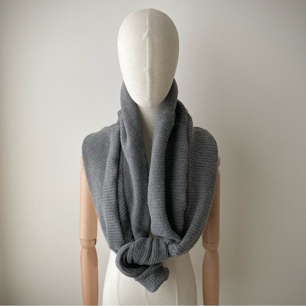 joodito yak wool sweater wrap preppy tie scarf japanese boro ribbed wide gray - Picture 3 of 12